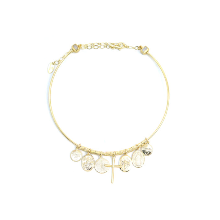 Colar Aro com Medalhas Religiosas