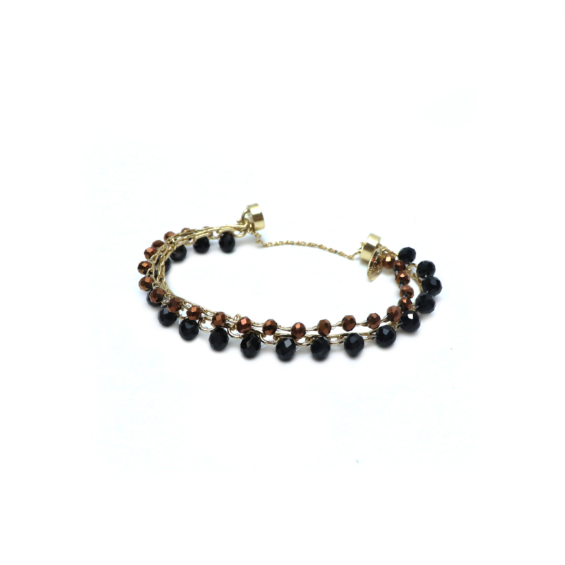Pulseira Lana Dupla com Bordado de Cristais